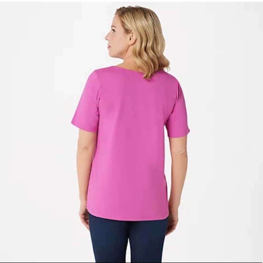 Joan Rivers Wardrobe Builders Scoop-Neck Knit Tee Navy Blue - Picture 2 of 4